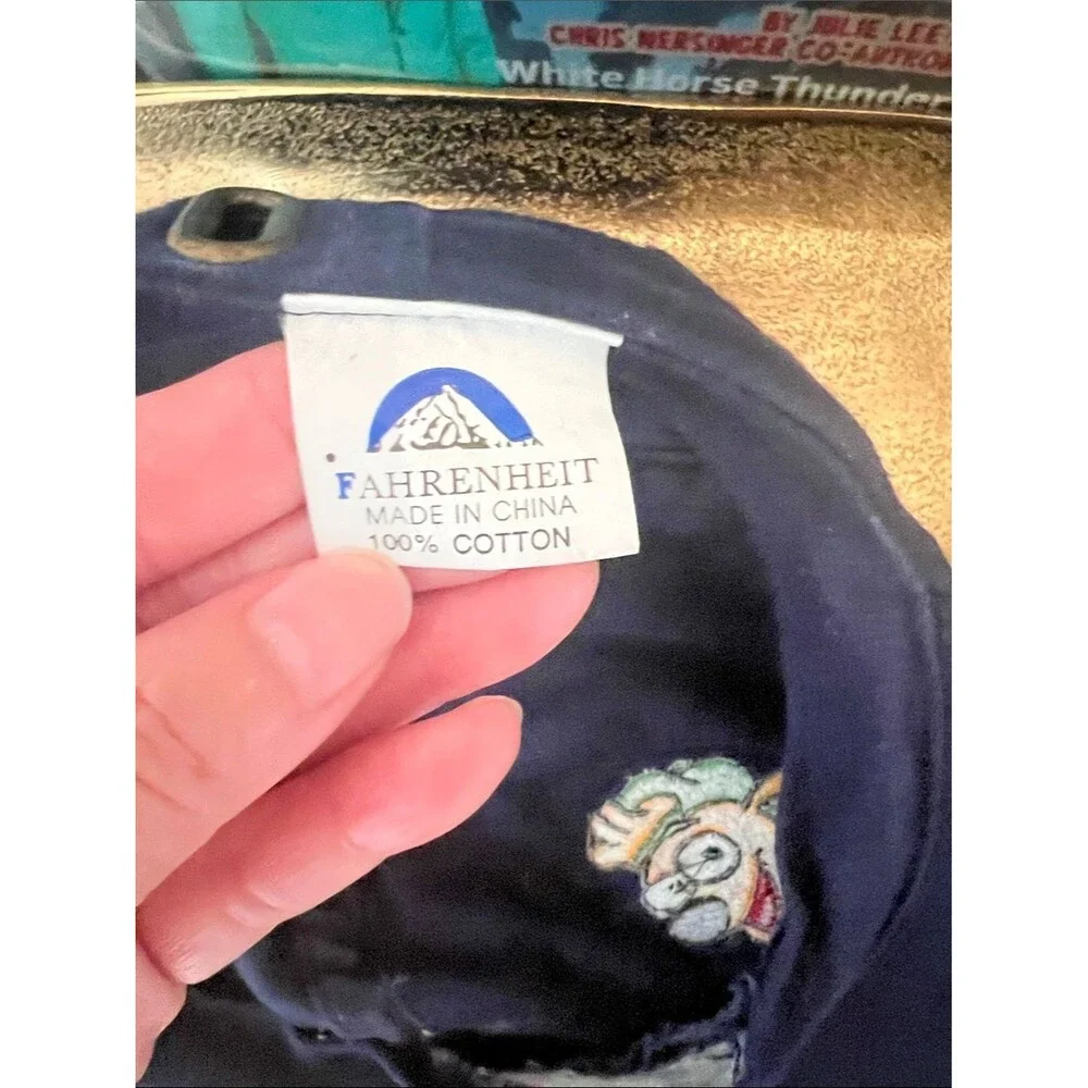 #2246**girl/boy Fahrenheit Navy Cotton Cap with Multicolor Cartoon Patch
